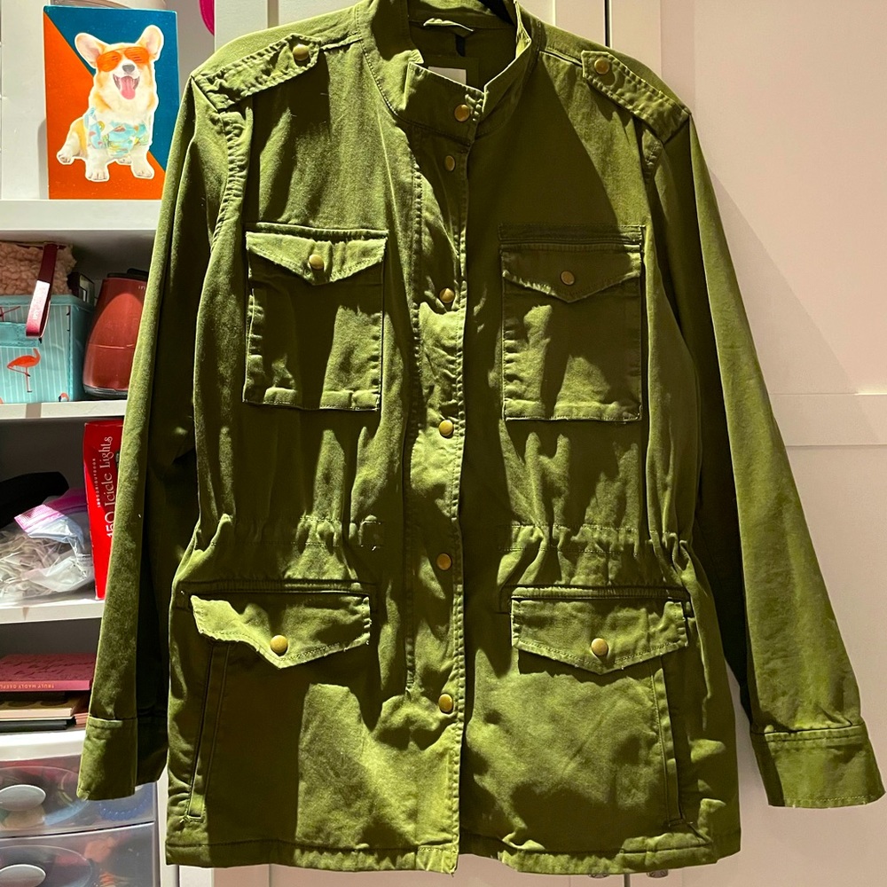 WOMENS GAP ARMY OLIVE GREEN UTILITY JACKET SIZE XL NWOT